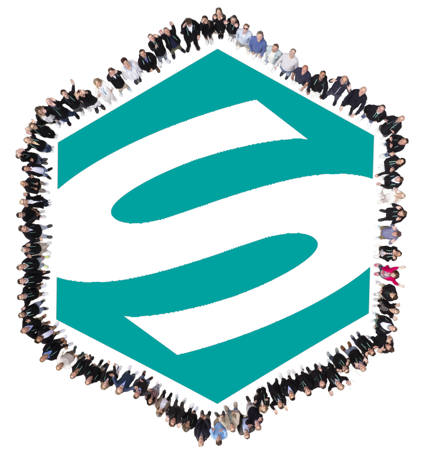 Personen um Hexagon Logo