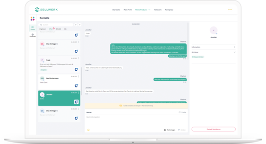 Screenshot mit Messenger für Unternehmen