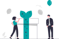 Eine Illustration zeigt ein Geschenk