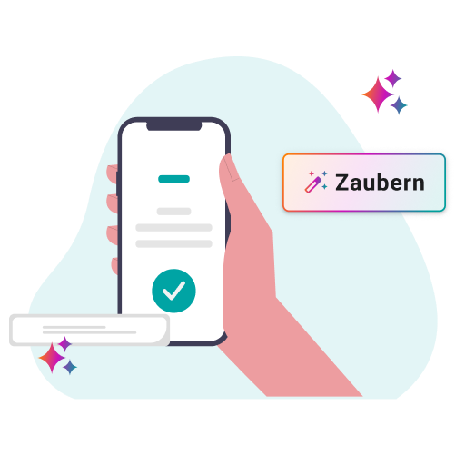 Eine Hand hält ein Smartphone, auf dem eine Sellwerk Mini-Website zu sehen ist.