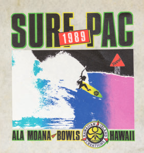 The 1989 Surf Pac poster for the HIC surf meet at Ala Moana Bowls