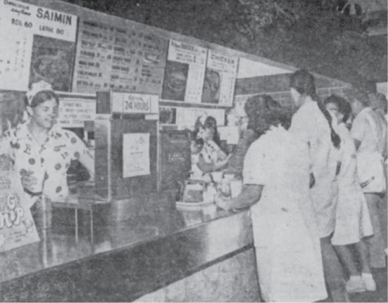 Customers at the counter of Zippy's Waikiki, Honolulu Star-Bulletin, 1974