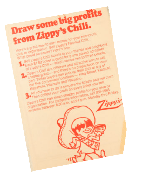 Draw some big profits from Zippy's Chili fundraiser flyer