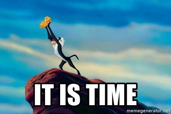 Rafiki holding baby Simba. It is time