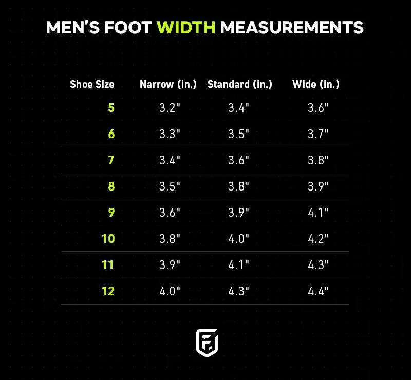 mens foot measurements diagram