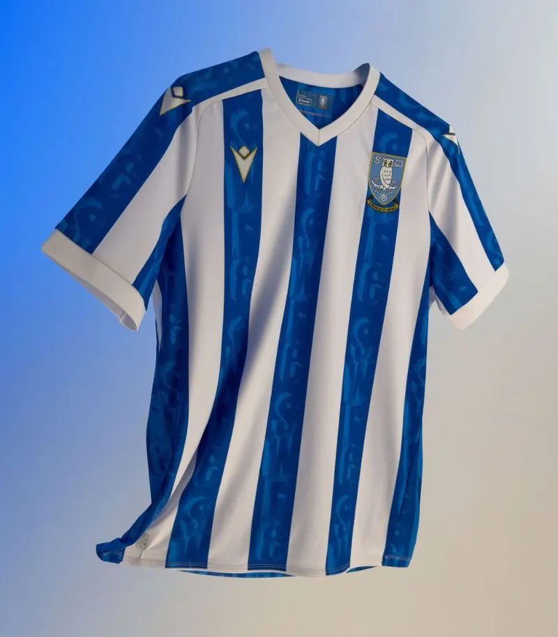 new sheffield wednesday homw kit in blue and white stripes
