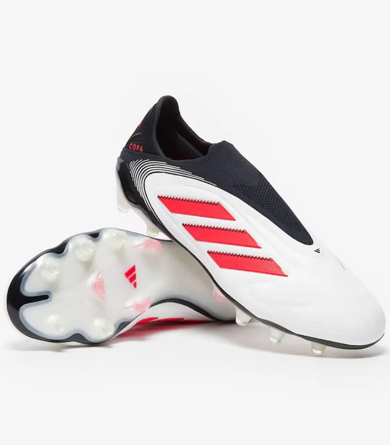 adidas copa pure 3 elite laceless football boots in white with black and red details