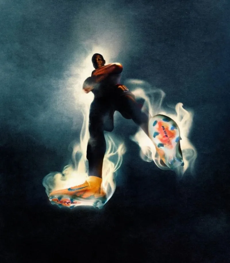 graphic of mbappe wearing his player edition mercurial superfly boots