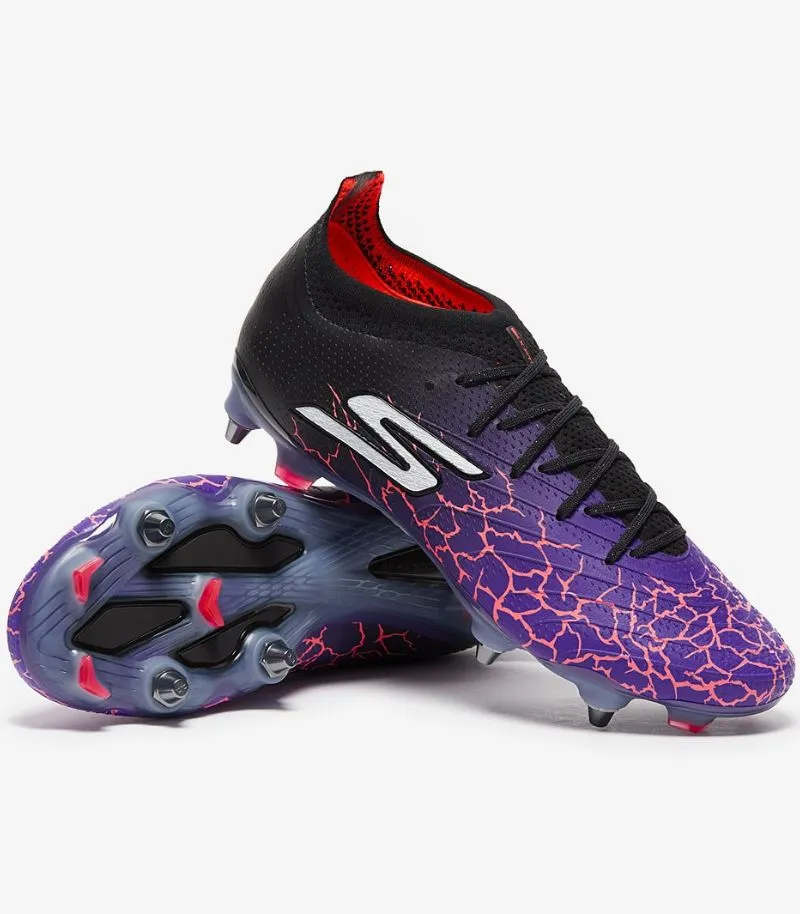 Skechers SKX 01 1.5 Elite football boots in purple and black with orange graphic detail 