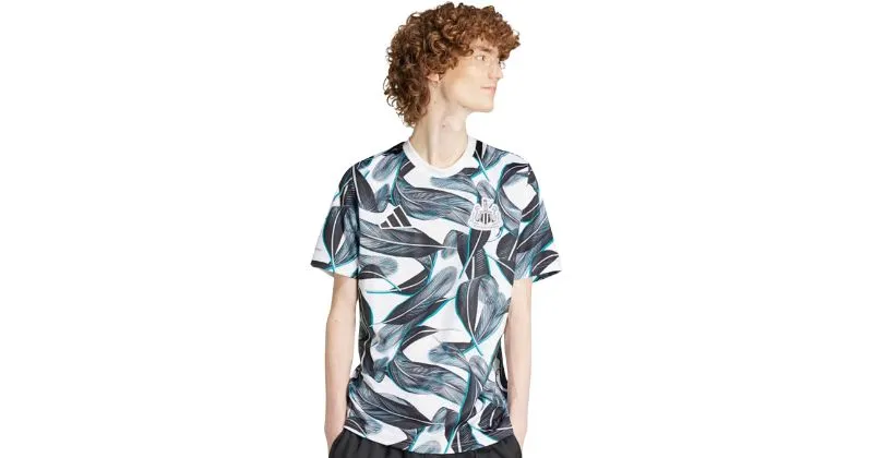 Newcastle united pre-match shirt in white, black and grey with feather details