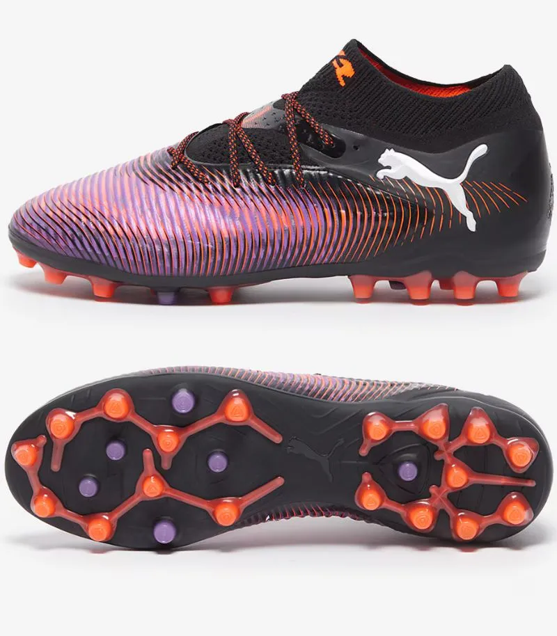 puma future multi ground boots in purple and orange