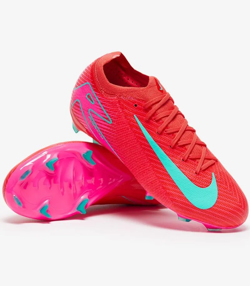 kids nike mercurial vapor 16 boots in cherry red with turquoise details