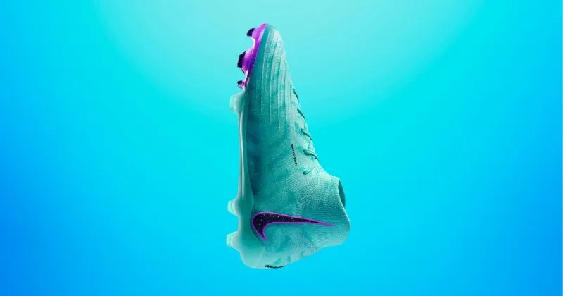 nike phantom luna football boot peak ready pack side view in light blue