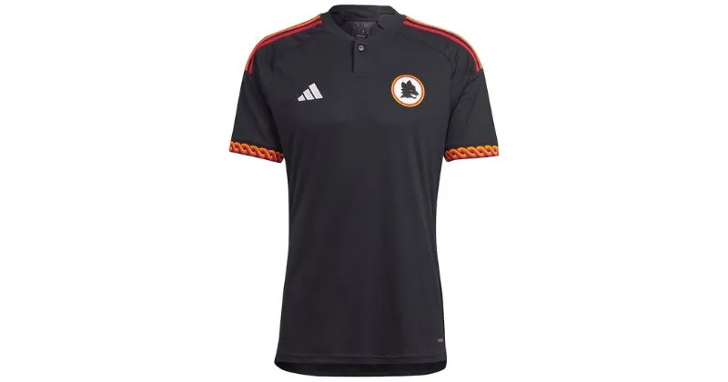 roma 2023/24 third shirt in black with orange and red mosaic trims