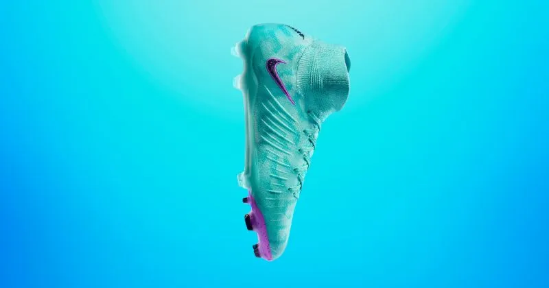 nike phantom luna football boot peak ready pack instep view in light blue