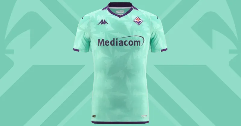 fiorentina 2023-24 away goalkeeper shirt in turquoise with purple details