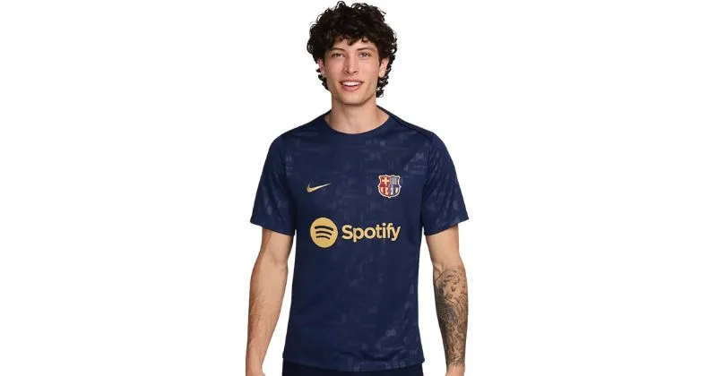 Barcelona pre-match football shirt in dark navy blue