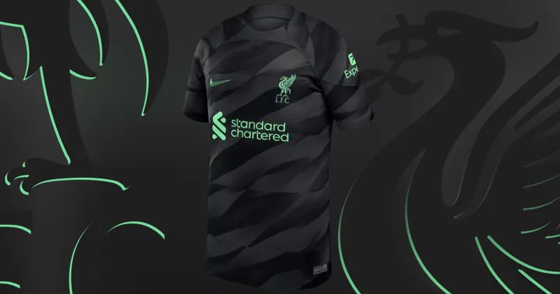 liverpool 2023-24 goalkeeper shirt in black with green details