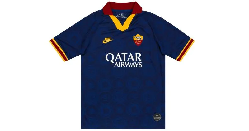 roma 2019-20 third shirt in navy blue with maroon and yellow details