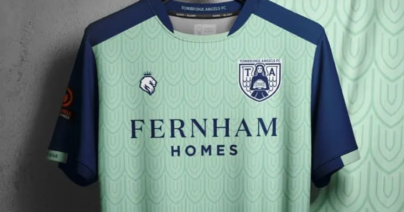 tonbridge angels 2023-24 away shirt in teal and navy blue