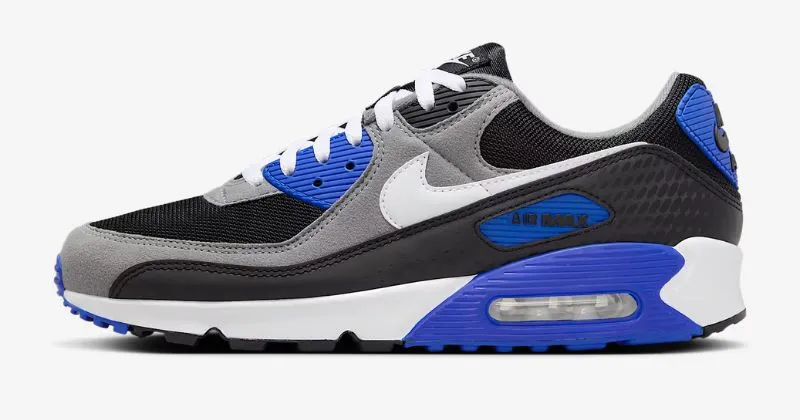 Nike air max 90 trainers in black and white and blue