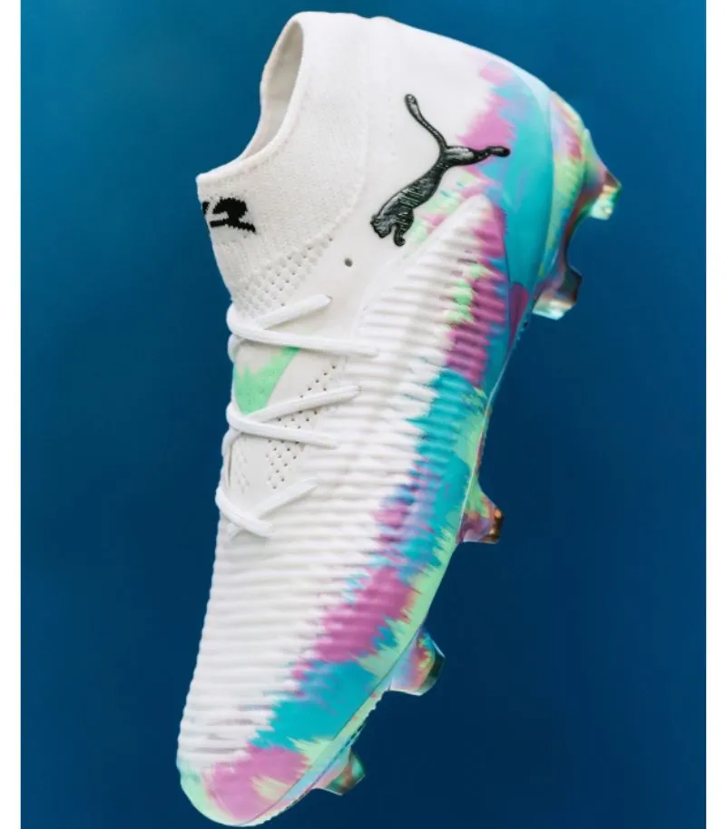 Puma womens future 2.0 football boots in white, pink, blue and green