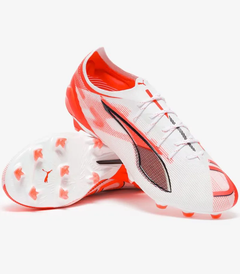 puma ultra 5 ultimate boots in orange and white