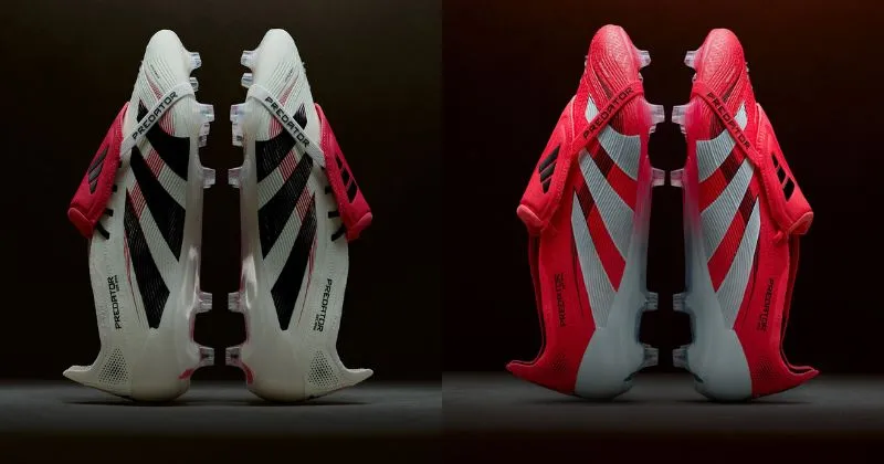 adidas predatory football boots victory pack in red and white next to predator boots in white and black