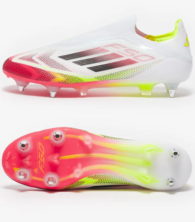 adidas f50 soft ground football boots in white, orange and yellow