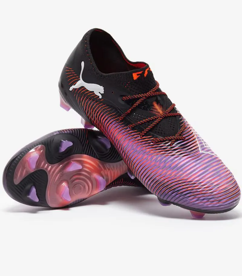 puma future 8 ultimate football boots in black, purple and orange