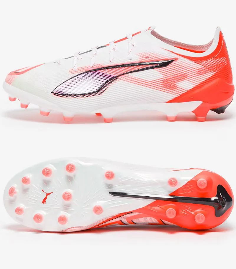 puma ultra 5 ultimate artificial ground boots in orange and white