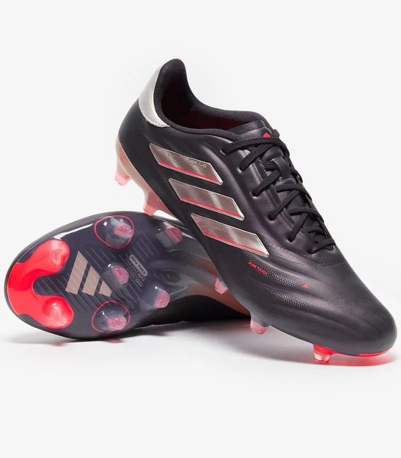 adidas Copa Pure 2 Elite football boots in a black shade with silver and red details 