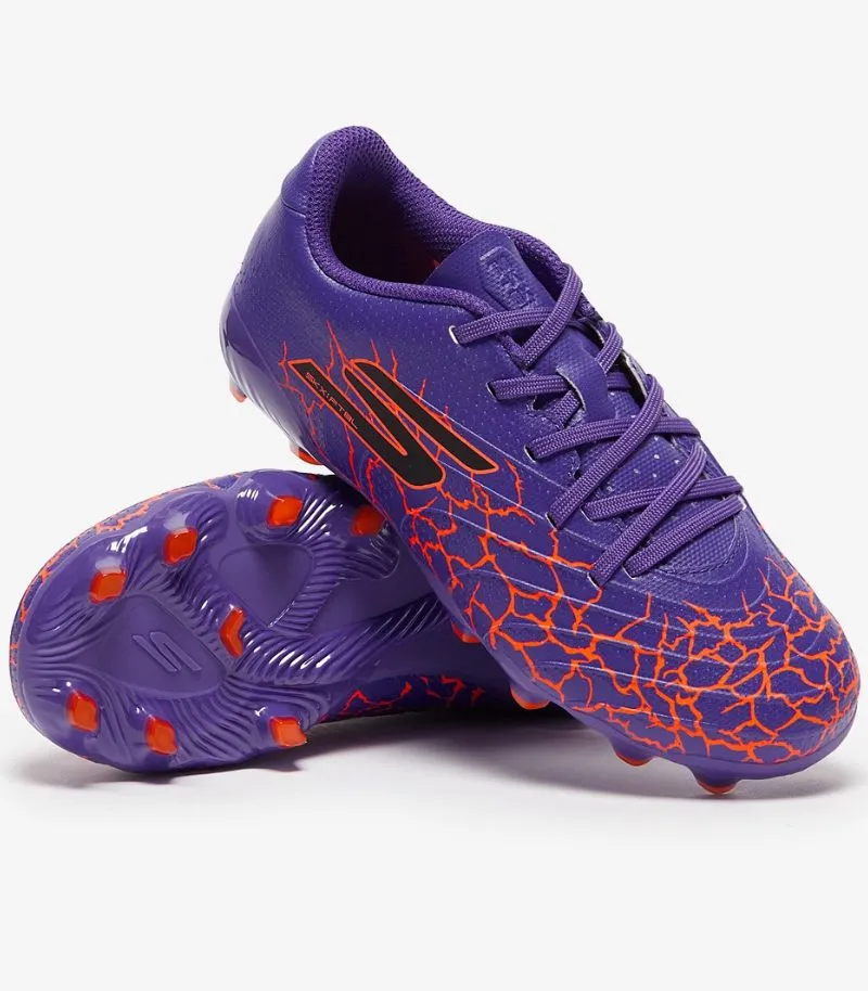 kids skx 01 1.5 football boots in purple with orange graphic details