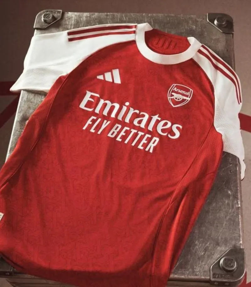 Arsenal home shirt in red and white