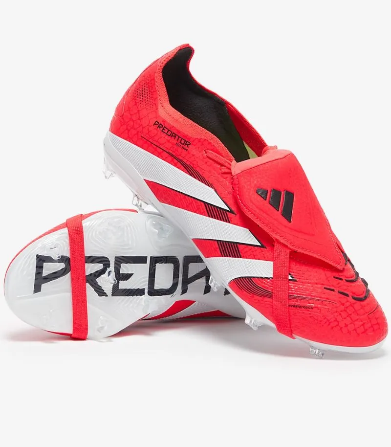 kids adidas Predator Elite Fold Tongue Fg football boots in white with red and black details