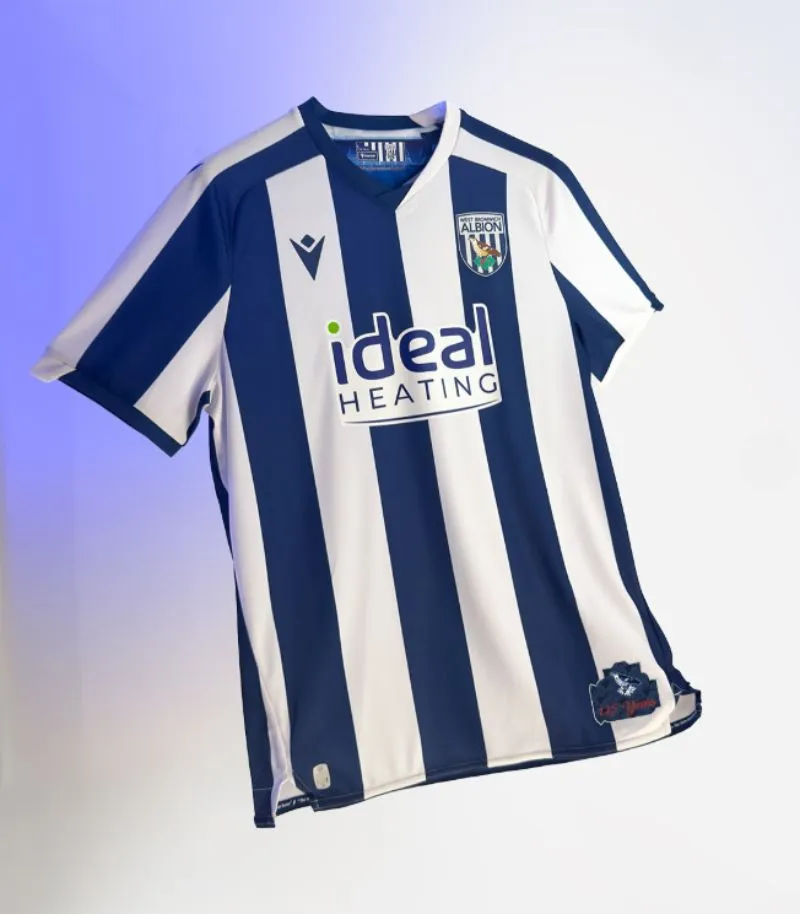 new west brom home kit in blue and white stripes