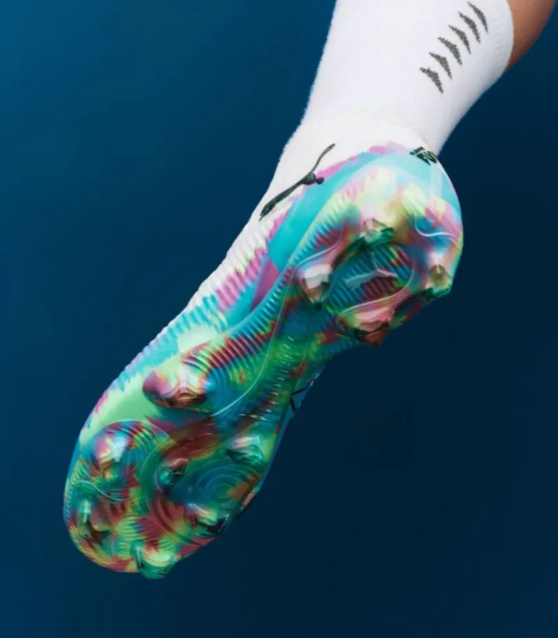 Puma womens future 2.0 football boots in white, pink, blue and green