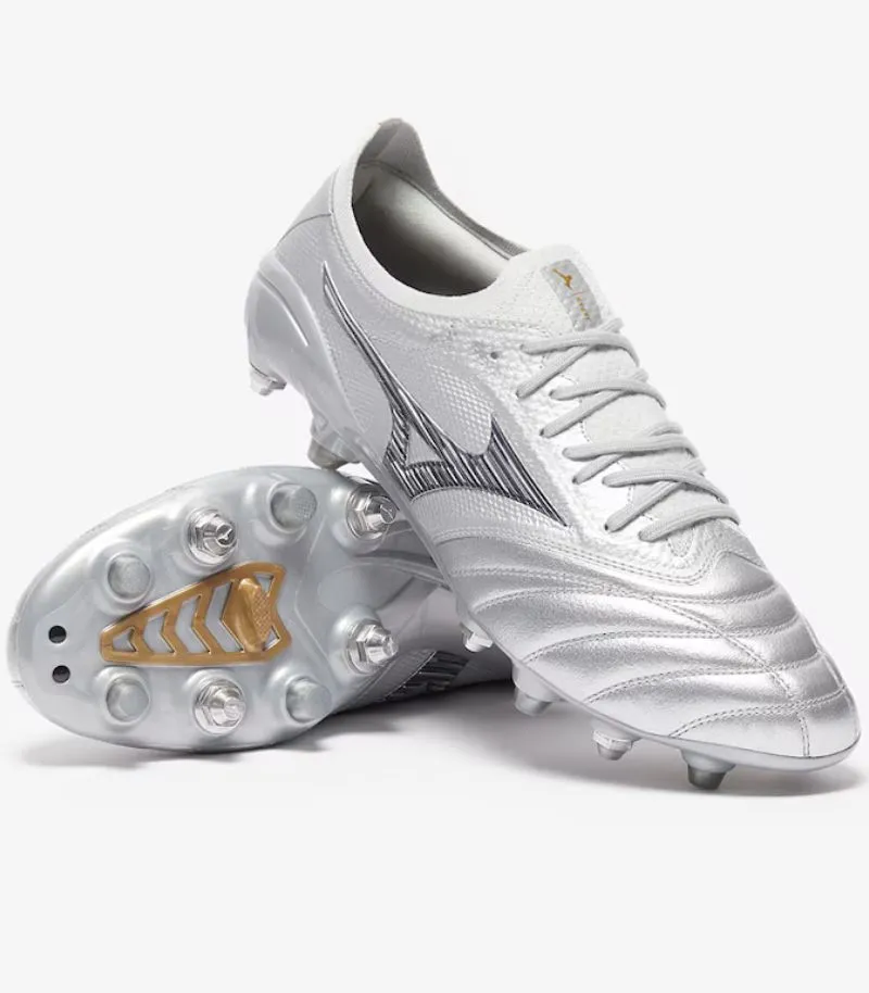 mizuno morelia neo boots in silver