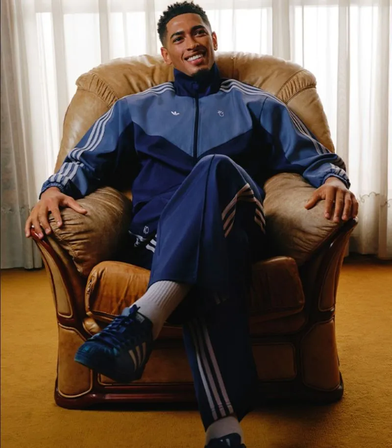 bellingham in signature blue adidas tracksuit