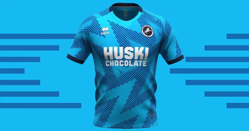 millwall 2023-24 home goalkeeper shirt in bright blue with zig zag pattern