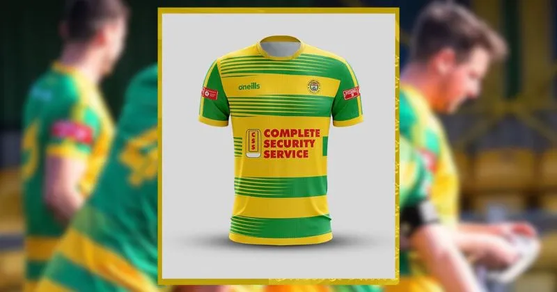 runcorn linnets fc 2023-24 home shirt in green and yellow