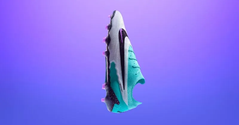 nike phantom gx football boot peak ready pack side view in light blue
