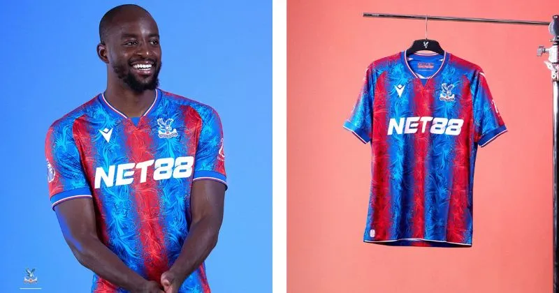 Crystal Palace home kit, red and blue striped shirt pattern