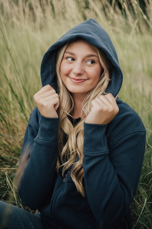 Girl wearing hoodie