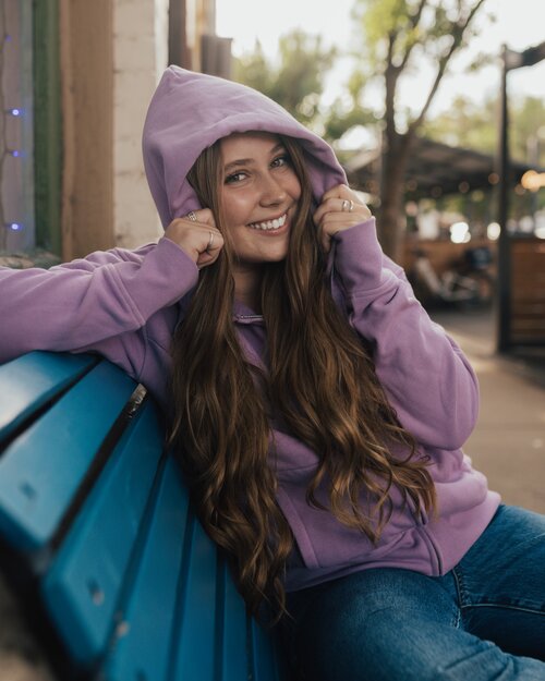 Girl wearing hoodie