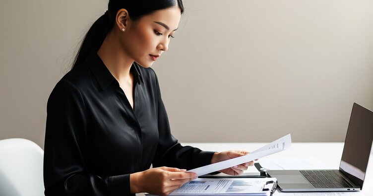 A person thoughtfully reviewing financial documents at a desk, symbolizing financial reorganization.
