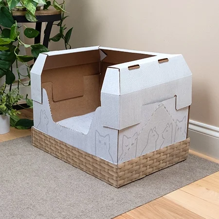 Litter box assembled with dome placed on top