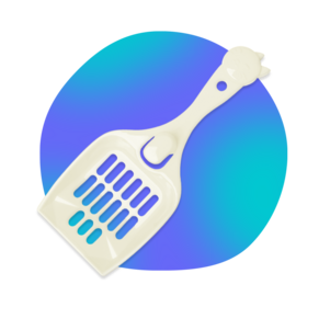 Kitty Poo Club blue litter scoop offer with "Free Scoop" call-to-action.