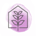 Illustrated icon of house with leaf