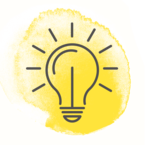 Illustrated icon of a light bulb
